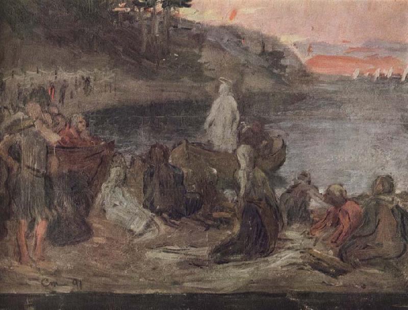 Gustaf Cederstrom kristus predikar for fiskarena oil painting picture